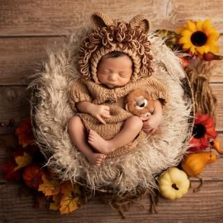 M&G House Newborn Photography Props Lion Costume Baby Photo Shoot Accessories Fi