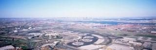 Panoramic Images  USA New Jersey Newark Airport Aerial view with Manhattan in ba