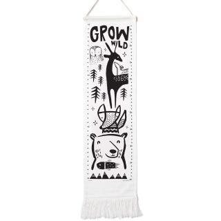 Wee Gallery Woodland Canvas Growth Chart - Wall Hanging Height Chart for Kids Ma