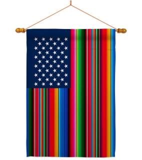 Mexican Serape Blanket House Flag - Dowel Set Regional US Friendship USA America
