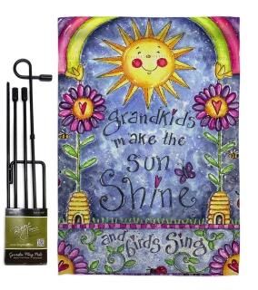 Breeze Decor Grandkids Garden Flag Set with Stand Family Grandma Grandpa Grandch