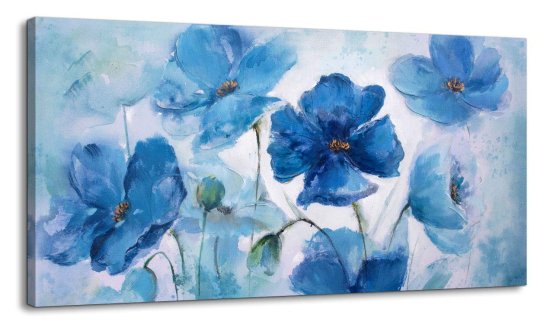 大きな壁アート キャンバスアート 壁装飾 青い花 テーマ 絵 抽象的な花