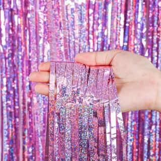 4 Pieces Foil Fringe Curtains Party Decorations Metallic Tinsel Curtain Glitter 