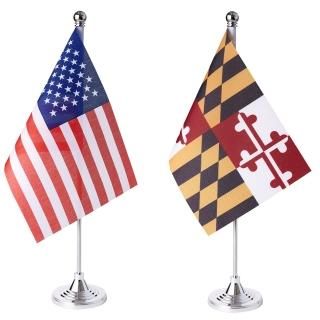 ZXvZYT 2 Pack American US Maryland flag USA Maryland MD State table flagSmall Mi