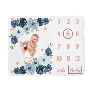 Sweet Jojo Designs Watercolor Floral Girl Milestone Blanket Monthly Newborn Firs