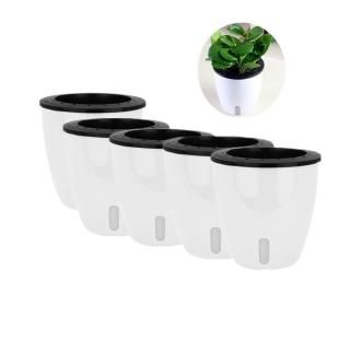 5 Pack Lazy Flower Pots Water Plants Pot/Self Watering Planter with Visible Wate