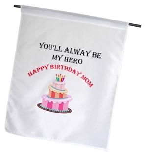 3dRose Happy Birthday Mom. Pink Quote Saying. - Garden Flag 12 by 18