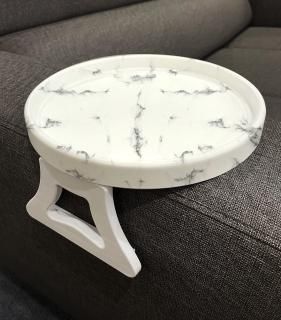 Marble Printed Sofa Arm Clip Table Armrest Tray Table Drinks/Remote Control/Snac