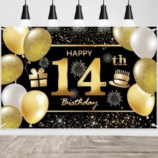 14th Happy Birthday Banner Birthday Decorations for Men Birthday Party Decoratio