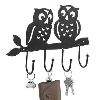 MyGift Wall Mounted Decorative Black Metal Key Rack Holder Organizer Wall Hangin