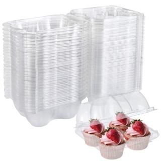 Bekith 60 Count 4-Compartment Plastic Cupcake Containers - Disposable Cupcake Tr