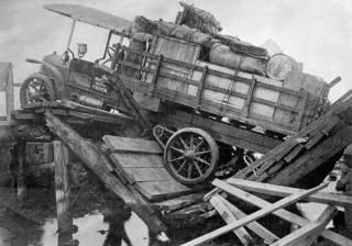 China Broken Bridge 1913 Nan American Truck Stuck On A Broken Bridge In China Ph