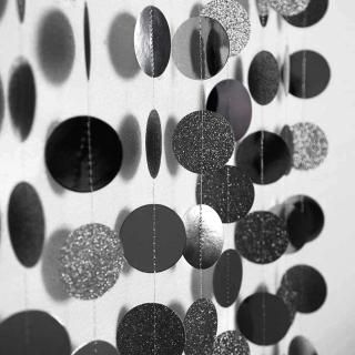 Glitter Charcoal Grey Black Circle Garland Kit Halloween Party Decoration Hangin