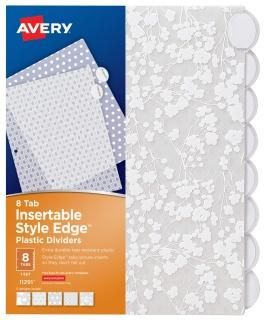 Avery Style Edge Insertable Plastic Dividers 8 Tabs 1 Set Assorted Fashion Desig
