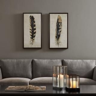 Gilded Feathers Printed Canvas with2?Piece Set See below  UH95C-0002