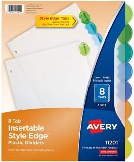 Avery Style Edge Insertable Plastic Dividers 8-Tabs 1 Set 11201 by Avery 