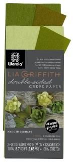 Lia Griffith Double Sided Crepe Paper Folds Roll 0.6sqm Green Tea and Cypress Fe