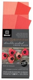 Lia Griffith Double Sided Crepe Paper Folds Roll 0.6sqm Strawberry and Tulip Pin