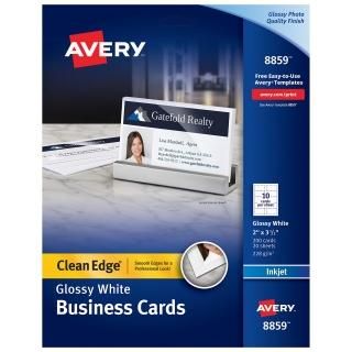Two-Sided Printable Clean Edge Business Cards 2 x 3 1/2 Glossy White  