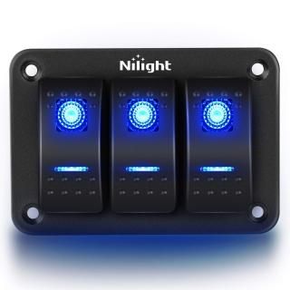 3 Gang Aluminum Panel Toggle Dash 5 Pin ON/Off Pre-Wired Rocker Switch Holder