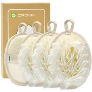 Crovin Bath Shower Pouf Sponge - 4 Packs Exfoliating Mesh Pouf Sponge-Large 5x7 