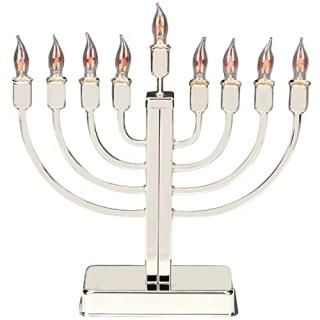Silverplated Electric Menorah WithĤŵ򥷥ߥ졼ȤRealɥ