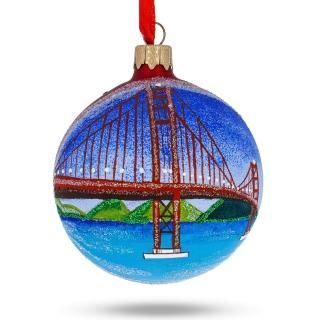 BestPysanky Golden Gate Bridge San Francisco Glass Christmas Ornament 3.25 Inche