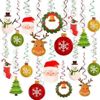Konsait Christmas Hanging Swirl Decoration Kit32pcs Merry Christmas Swirls Garla