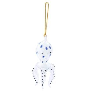 Glass Octopus Christmas Ornament Blue Glows in the Dark 3.5 Inches by Beachcombe