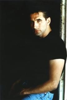 William Baldwin Posed in Black T-shirt with Black Background Photo Print 8 x 10