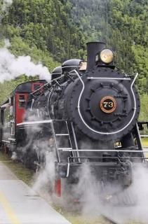 Posterazzi Steam 73 at downtown depot of White Pass & Yukon Route RR in Skagway 