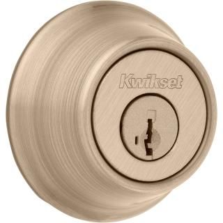 Kwikset 660 Single Cylinder Deadbolt featuring SmartKey in Antique Brass by Kwik