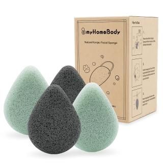 myHomeBody Natural Konjac Facial Sponges  Teardrop Shape - for Gentle Face Clean