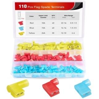 110pcs Nylon Flag Spade Female Insulated Quick Disconnects