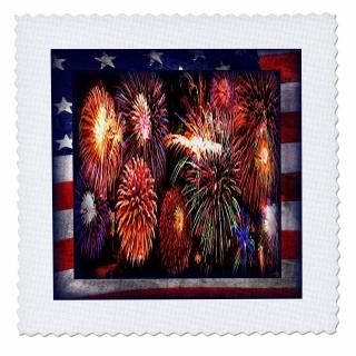 3dRose Fireworks on The 4th-Quilt Square 6 by 6-inch qs_24135_2