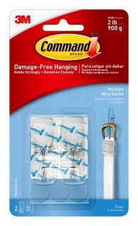 Clear 2-Hooks - Command Clear Medium Wire Toggle Hook 2 Hooks 3 Strips