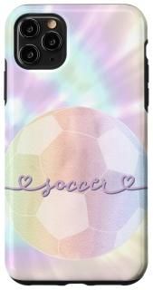 iPhone 11 Pro Max I Love Soccer Pastel Rainbow Tie Dye Aesthetic Case