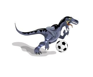Posterazzi Illustration of a Raptor dinosaur playing soccer Poster Print 15 x 13