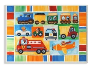 The Kids Room by Stupell Doggies Driving Vehicles Rectangle Wall Plaque by The K