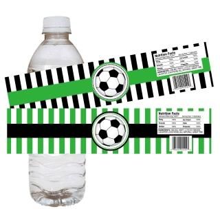 Soccer Ball Party Water Bottle Labels - Boy Girl Birthday Baby Shower Sticker - 
