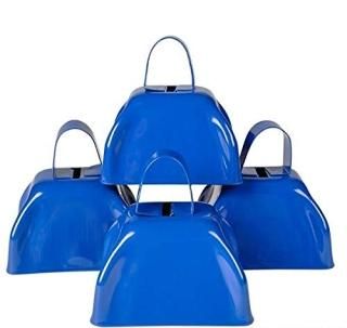 Rhode Island Novelty Blue Metal Cowbells One Dozen per Order