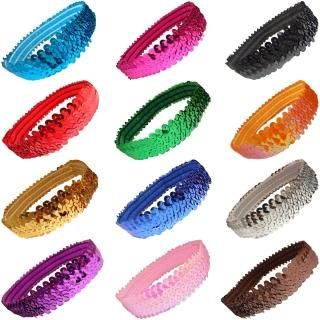 Sequin Headband Pack 12 Glitter Headbands by Kenz Laurenz - Elastic Stretch Spar