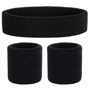 C Styke Black - ONUPGO Sweatband Set - Sports Headband Wrist Striped Sweatbands 