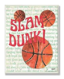 The Kids Room by Stupell Slam Dunk Basketball Typography Rectangle Wall Plaque 1