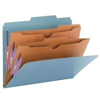 Blue - Smead Pressboard Classification Folders with Pocket-Style Dividers and Sa
