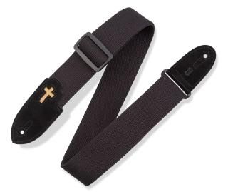 Levy's Leathers 2 Cotton Guitar Strap with Cross Inlay; Specialties Series - Bla