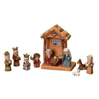 WoodWorks 11-Piece Nativity Set Featuring Children as The Holy Family an Angel a