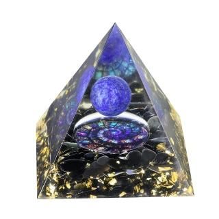 mookaitedecor Lapis Lazuli Crystal Sphere Orgone Pyramid with Obsidian Tumbled S