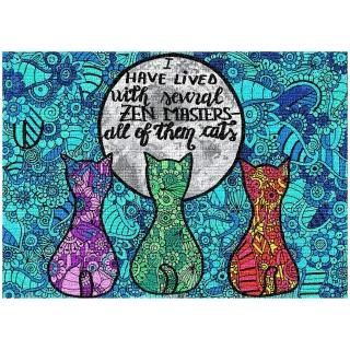 Jigle Shop - Zen Cats in Flowers Unique Colorful Hard Jigsaw Puzzles 1000 Pieces