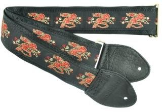 Souldier Custom GS0079BK05BK Handmade Dragon Guitar Strap Red Gold